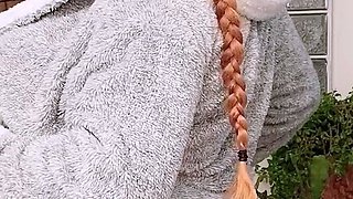 Big Boobed Blonde Masturbates With A Dildo In The Bathroom