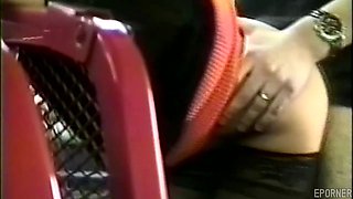 Vintage Brunette Screws Outdoor In Lingerie Close Up