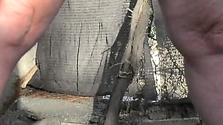 Pissing White Knickers Outside in Bondage