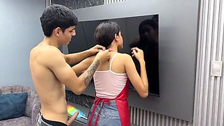 Finally I Was Left Alone with the Maid I Ended up Giving Her a Hard Fuck by Her Tight Ass