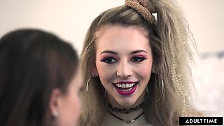 Lily Larimar teaches her best friend Lainey Grey how to kiss and eat pussy!