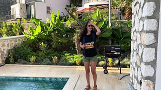 she wanted to take a dip in the pool at someone else's