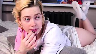 Blonde horny sex therapist stunner in lingerie jerks dick