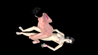 Animated 3D Porn - Asian Man Riding Strap on in Ass by Beautiful Girl