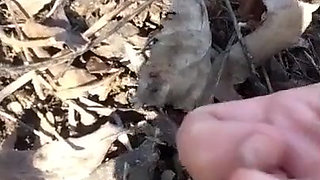 Touching and Tasting Own Cum From the Ground