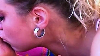 Horny teen with hairy pussy having first lesbian sex with step sister