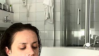 Hot brunette big boobs toying pink pussy