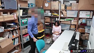 Petite teen shoplifter fucked by a mall cops hard cock