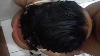 My Naughty Friend Came Into the Bathroom and Sucked Me Until I Came on Her Wonderful Breasts