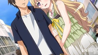 Hot hentai with a horny blonde fucking with her boyfriend in a park