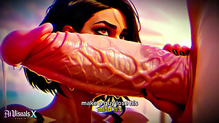 (4K) AI 3D Animated Porn - Latina Baddie Worships Big White Cock (Interracial ASMR) - AI Visuals X