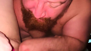 POV Part 1 - Big Bear Eats and Fingers Piggy Rose Fat Pussy in Hotel Room
