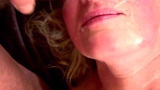 Big Tit Dirty Blonde MILF Takes Load on Face