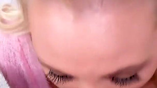 Sexy Paisley Porter pigtail blonde pov cum swallow no hands blowjob!