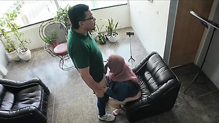 Arab hijab-wearing woman fucked in tight, forbidden pussy. \