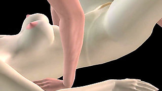 Animated 3D Porn - Asian Man Fucking Beautiful Girl in Missionary Pussy & Ass Creampie