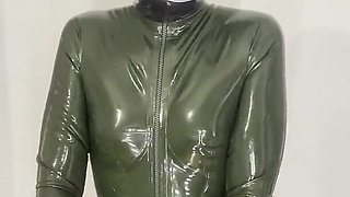 Gagged Latex Girl Tapes Her Mouth and Had an Intense Orgasm