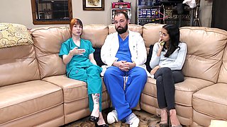 Sex slave, nitrile gloves, male doctor