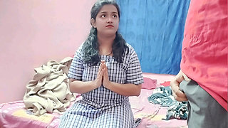Cute Indian stepdaughter schoolgirl with tight pussy fucked as a punishment