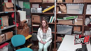 Shoplifter Daisy Stone drinks security spunk-pump to avoid the cops