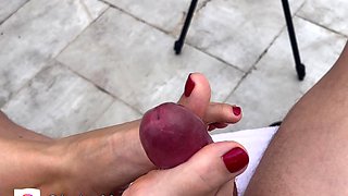 Fantastic footjob service provided by MILF seductress