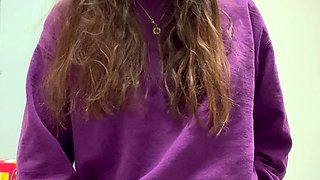 Lovely Amateur teen brunette masturbating outdoor