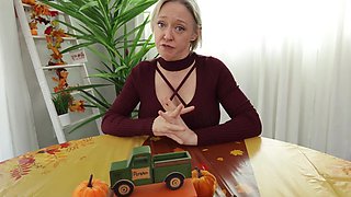 Sucking on my dick under the table while I'm talking to our stepmom