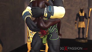 Sex in ancient Egypt! Anubis fucks a young egyptian slave in his temple