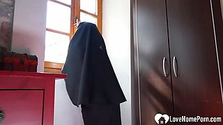 Cute Nun Kriss Kiss Strips Teasing Then Blows Cock POV Homemade