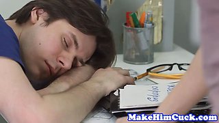 Petite eurobabe cuckolds her bf on the floor
