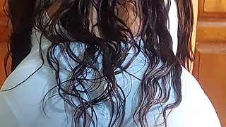 It’s a Delight to See Her Long Hair and Her Hips as She Rubs Against My Cock