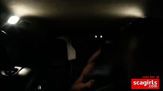 Cuckold drives car and his wife fucking the bull at the back
