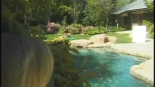 Vintage lesbian dildo playing in the garden