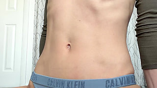 Skinny Fit Small Tits in Panties Showing off Stomach Vacuums