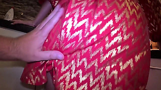 Red and Gold Dress Kitchen Play - Spanking, Blowjob, Doggy & Intense Orgasm 298