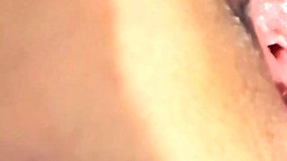 Amateur young brunette enjoys dildo on solo masturbation