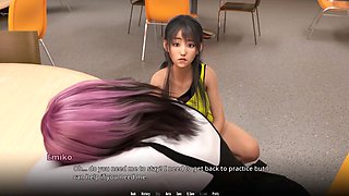 Erotic tale with busty characters showcasing their ample assets in 3D animation