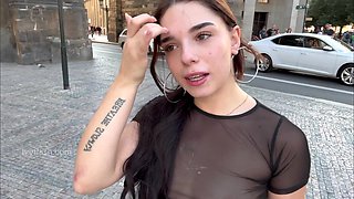 Prague's Public Cumwalk Passion Sparks Wild Sensual Blowjob Heat