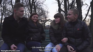 Russian amateur teens foursome sex