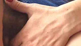 Pierced Hairy Slut Got Fucked by Dildo with Closed Locked Pussy