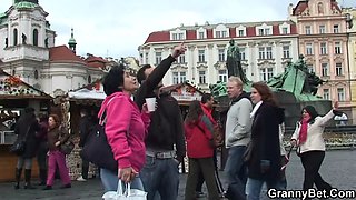 Old tourist granny picked up and fucked by kinky boy