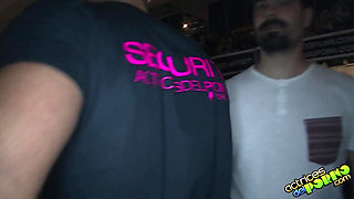 Fucking among the people of the erotic salon of Barcelona