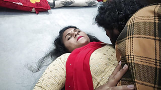 Red half saree navel lick romance