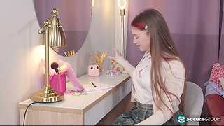 Schoolgirl Vivi Rides Her Dildo and Cums Hard After Class