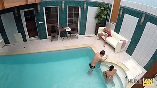 Brunette Anna Rose gets fucked by her boyfriend by the pool