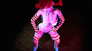 Red head girl with pigtails dancing : 3D Hentai