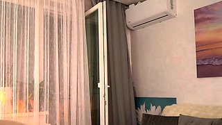 Busty brunette with big boobs rides cock