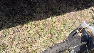 pee on the ground near truck wheel