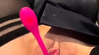 The beauty is having fun masturbating at work