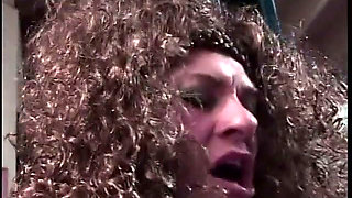 Horny stud fucks mature whores hairy pussy from behind